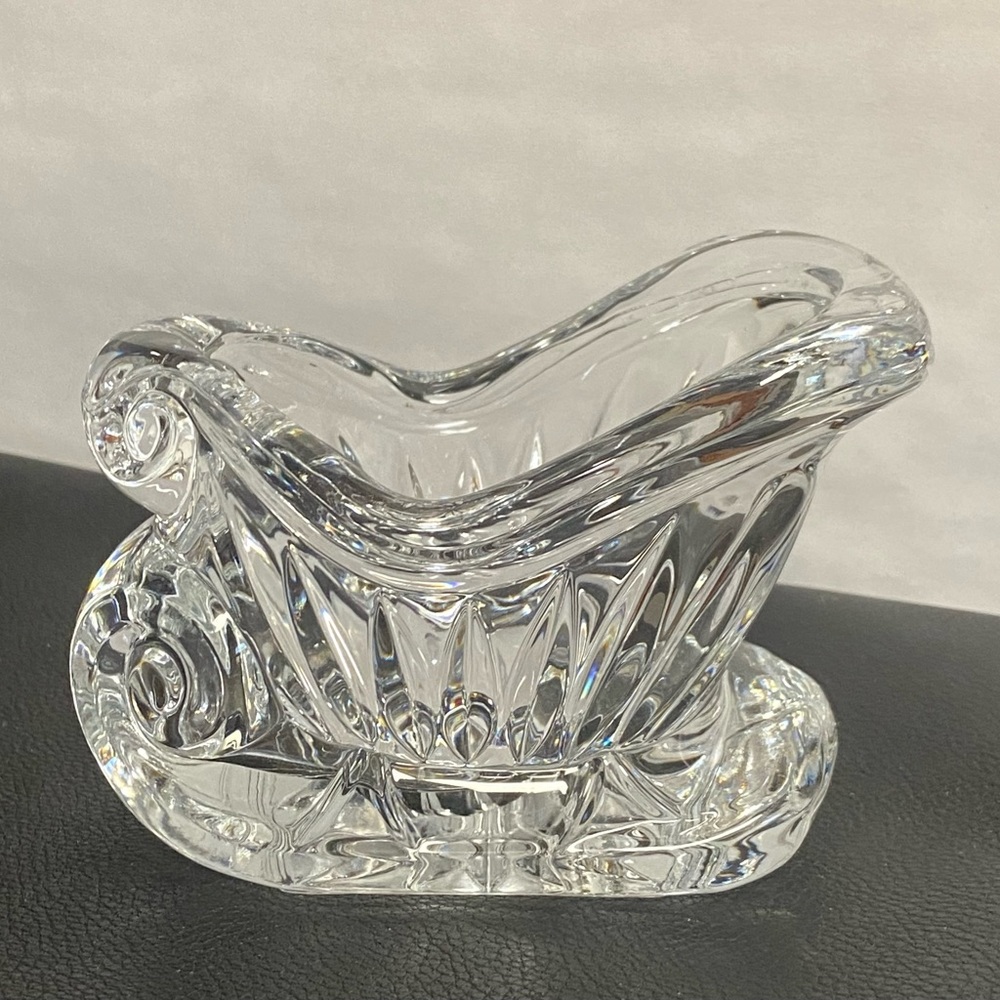 Vintage 24% Lead Crystal Sleigh votive candle holder. Very good condition.